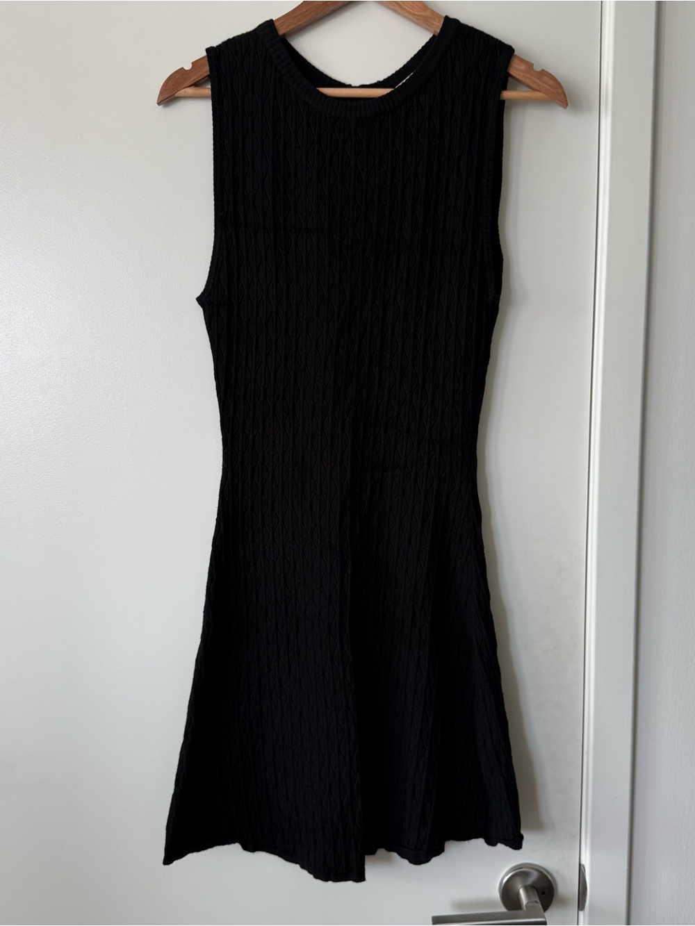 Zara Black Textured Knit Sleeveless Mini Dress